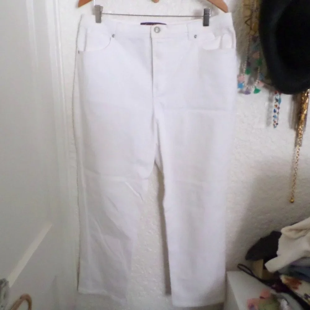 Gloria Vanderbilt Amanda White Stretch Denim Jeans Sz 18 - Picture 1 of 4